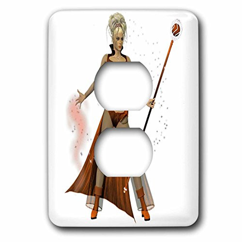 3dRose LLC lsp_131295_6 Halloween Pretty Orange Witch 2 Plug Outlet Cover