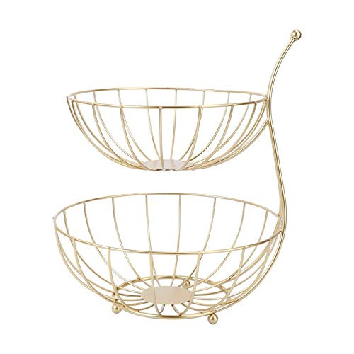 GJCrafts 2 Tier Fruit Basket Metal Wire Fruit Bowl Iron Art Bread Basket Fruit Basket Rack Stand Kitchen Storage Bowl Vegetable Rack for Storing  and  Organizing Fruit Vegetables