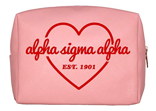 Alpha Sigma Alpha Sorority Pink Makeup Bag