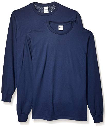 Soffe Men's Midweight Cotton Long Sleeve Tee Navy -2 Pack- X-Large