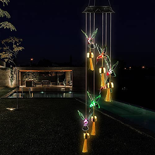 Solar Hummingbird Wind Chimes - Bells Light Outdoor Waterproof LED Solar Powered Wind Chimes Lights Color Changing Mobile Romantic Wind Chime Light for Home Patio Yard Garden Decor -Hummingbird- Solar Hummingbird Wind Chimes - Bells Light Outdoor Waterproof LED Solar Powered Wind Chimes Lights Color Changing Mobile Romantic Wind Chime Light for Home Patio Yard Garden Decor -Hummingbird-