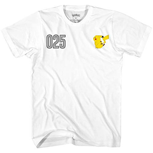 Pokemon Mens Pikachu Game Shirt - Gotta Catch Em All - Official T-Shirt -White Large-