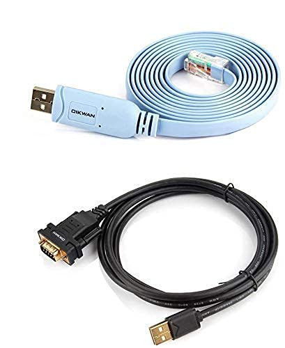 OIKWAN USB Console Cable to RJ45 and USB to DB9 Serial Cable for Windows 10 8 7 Vista XP 2000 Linux and Mac OS-6ft-