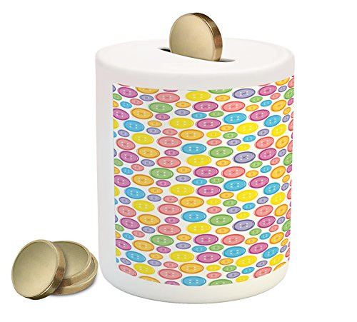 Ambesonne Modern Piggy Bank Circular Shaped Buttons Pattern in Various Sizes Print Ceramic Coin Bank Money Box for Cash Saving 3.6" X 3.2" Multicolor Ambesonne Modern Piggy Bank Circular Shaped Buttons Pattern in Various Sizes Print Ceramic Coin Bank Money Box for Cash Saving 3.6" X 3.2" Multicolor