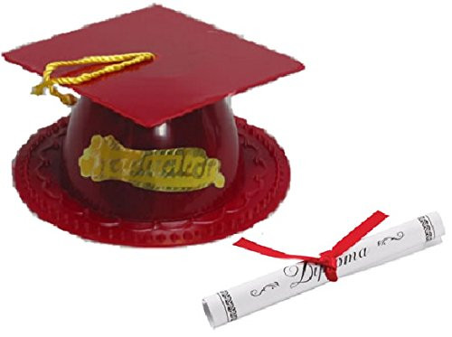Oasis Supply Graduation Cap Cake Topper with Diploma, Maroon/Burgundy