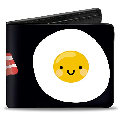 Buckle-Down mens Buckle-down Pu Bifold - Bacon  and  Eggs Black Bi Fold Wallet Multicolor 4.0 x 3.5 US