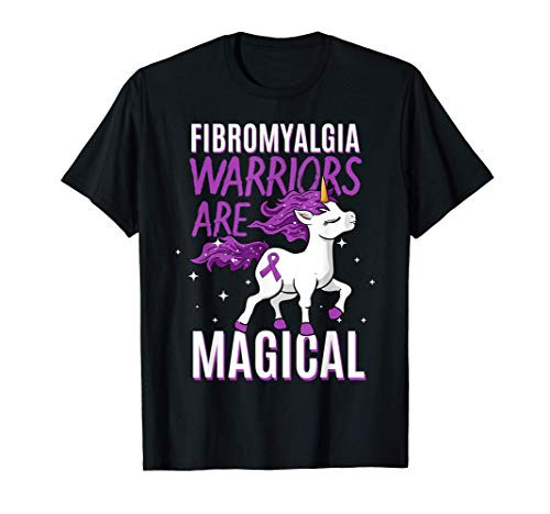 Fibromyalgia Warrior Magical Unicorn Purple Ribbon Anxiety T-Shirt