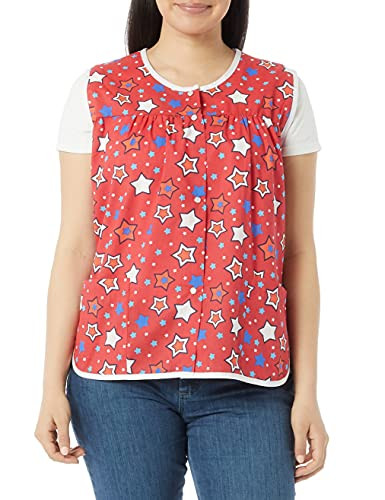 AmeriMark Patterned Womens Snap Front Cobbler Apron Vest with Two Patch Pockets Red Star MD
