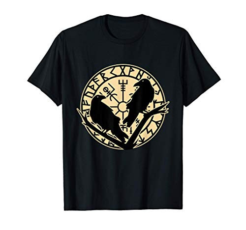 Odin Ravens Huginn  and  Muninn - Norse Mythology Vegvisir T-Shirt