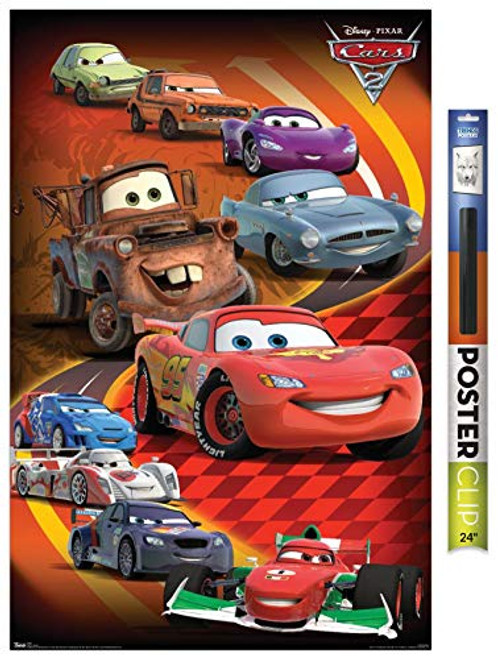 Trends International Disney Pixar Cars 2 - Group Wall Poster 22.375" x 34" Premium Poster  and  Clip Bundle