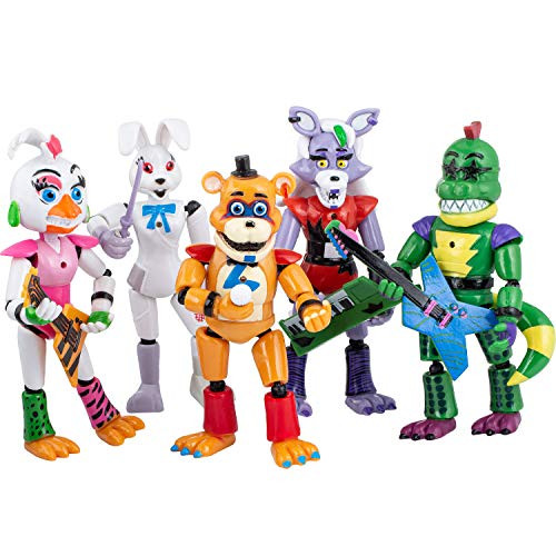 Inspired by Five Nights at Freddys - New 2021 Security Breach PizzaPlex - Action Figures Toy Set of 5 PCS - Toy Dolls for All Kids - Toys Gifts - 6 inches