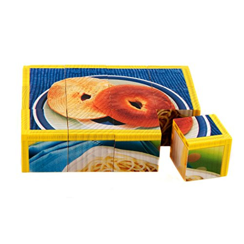 Stages Learning Materials Real Picture Healthy Grains Wood Cube Puzzle Language Builder Preschool Puzzle