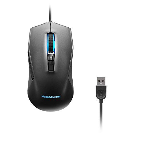 Lenovo IdeaPad M100 Gaming Mouse Optical Sensor Adjustable Resolution to 3200 DPI 7 Programmable Buttons 2 Zone RGB Backlight GY50Z71902 Black