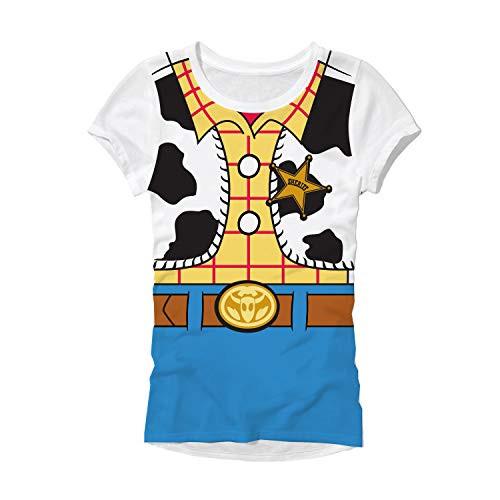Disney Pixar Toy Story Woody Costume Juniors T-Shirt White Disney Pixar Toy Story Woody Costume Juniors T-Shirt White