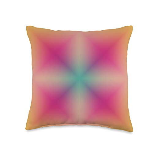 Classic Minimal Decorative Retro Pattern Design Colorful Pink Yellow Green Abstract Star Cross Style Design Throw Pillow 16x16 Multicolor