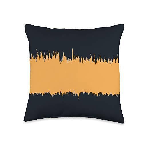 Grey  and  Gold Publishing Modern Stripe Pattern Black  and  Yellow Orange AEW479 Throw Pillow 16x16 Multicolor