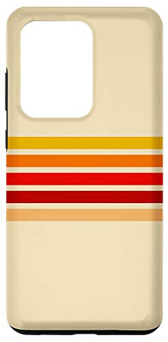 Galaxy S20 Ultra Colorful Orange Red Yellow 70s Style Retro Stripes on Beige Case