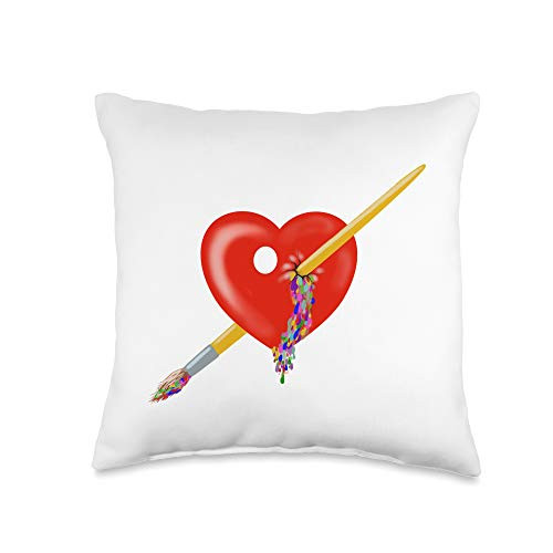 Artist funny gift Artist Love Tools Paint Palette Brushes Art Throw Pillow 16x16 Multicolor