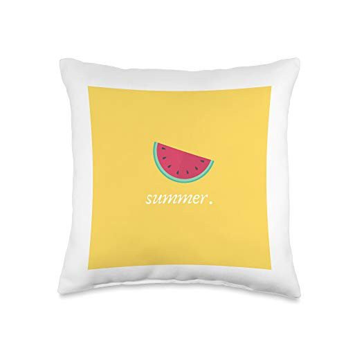 Abstract Art Decor Gifts Summer Word Watermelon Yellow Print Decor Gift Throw Pillow 16x16 Multicolor