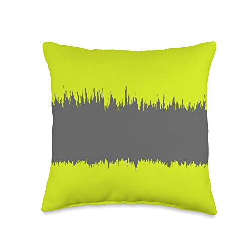 Grey  and  Gold Publishing Modern Stripe Pattern Bright Yellow  and  Gray AEW458 Throw Pillow 16x16 Multicolor