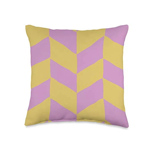 Grey  and  Gold Publishing Chevron Pattern Yellow  and  Lavender Pink AEW552 Throw Pillow 16x16 Multicolor
