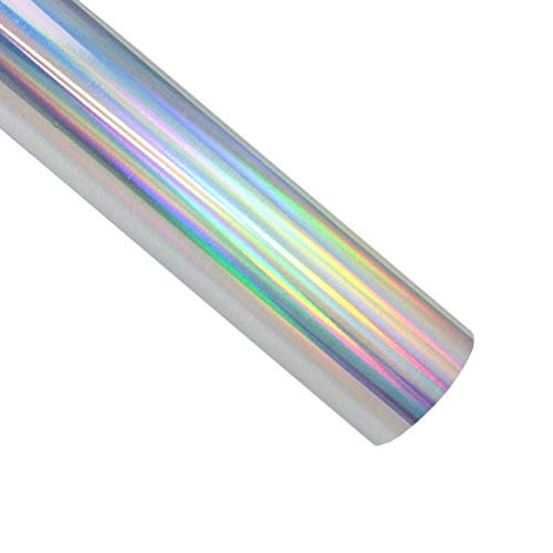 Holographic Heat Transfer Vinyl Roll 12 inches x 5 Feet Iron on Vinyl HTV for DIY T-Shirts or Fabrics (Holographic Silver) Holographic Heat Transfer Vinyl Roll 12 inches x 5 Feet Iron on Vinyl HTV for DIY T-Shirts or Fabrics (Holographic Silver)