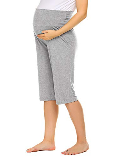Ekouaer Women's Maternity Capris Lounge Yoga Pajama Active Shorts Comfy Pregnancy Short PantsMedium Light Grey Ekouaer Women's Maternity Capris Lounge Yoga Pajama Active Shorts Comfy Pregnancy Short PantsMedium Light Grey
