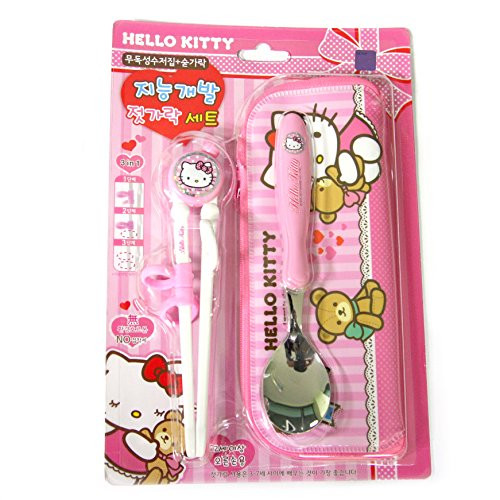 Hello Kitty kids Training Chopsticks, Spoon, Pouch case Set for Right Hand / 420368
