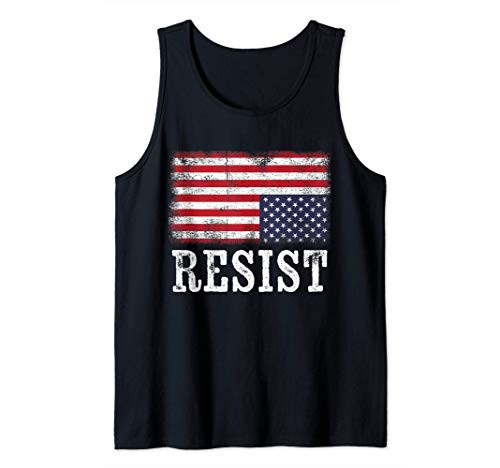 Upside Down American Flag Resist Distress United States USA Tank Top