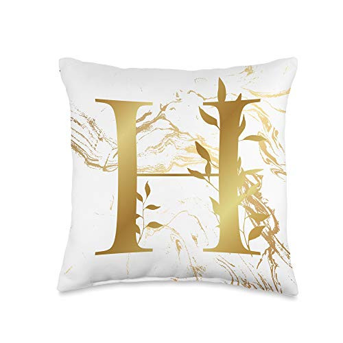 Floral Capital Letter Alphabet Monogram Gifts Capital Alphabet Monogram H Personalized Initial Letter Throw Pillow 16x16 Multicolor