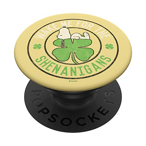 Peanuts St Patrick's Day Snoopy Wake Me PopSockets PopGrip- Swappable Grip for Phones  and  Tablets