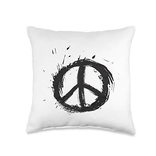 Peace Signs Hippie Boho Designs Retro Peace Sign Paint Splatter Design Hippie Boho Freedom Throw Pillow 16x16 Multicolor