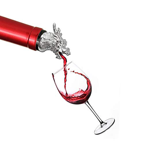 Stainless Steel Dragon Wine Pourer wine aerator pourer wine aerator pourer spout for Robust Red and White Wine -Silver dragon-