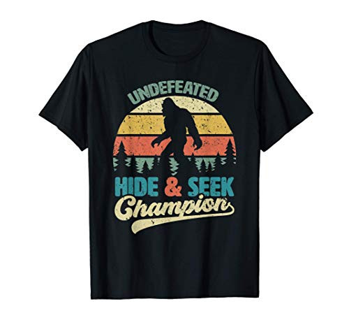 Bigfoot Undefeated Hide  and  Seek Champion Funny Sasquatch Yeti T-Shirt