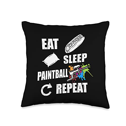 Paintball Player Gear Gift Funny Eat Sleep Repeat Paintballer Throw Pillow 16x16 Multicolor