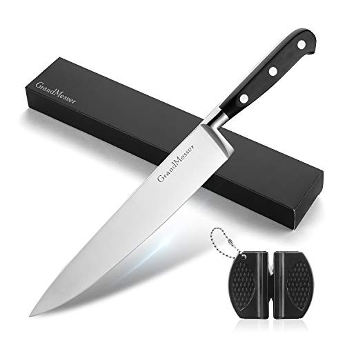 GrandMesser Chef's Knife 8 inch High Carbon Stainless Steel Cooking Knife with Ergonomic Pakkawood Handle Gyuto Chef Knife with Gift Box.