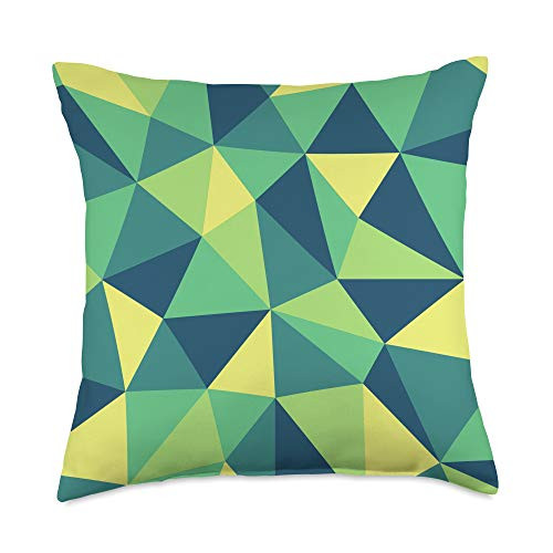 Decorative triangle abstract modern pattern Green yellow polygonal geometric mosaic abstract pattern Throw Pillow 18x18 Multicolor Decorative triangle abstract modern pattern Green yellow polygonal geometric mosaic abstract pattern Throw Pillow 18x18 Multicolor