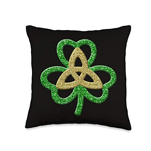 Atteestude Abstract Green Yellow Shamrock And Trinity Knot Throw Pillow 16x16 Multicolor