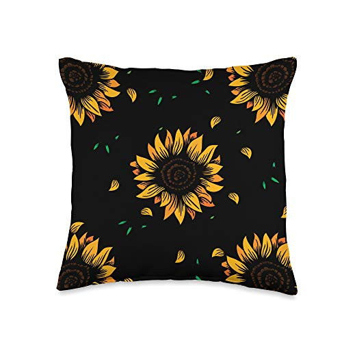 Beautiful Sunflower Aesthetics Floral Gift Idea Yellow Flowers Aesthetic Vintage Floral Sunflower Throw Pillow 16x16 Multicolor