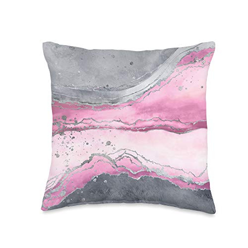 Creativemotions Luxury Abstract Liquid Flowing Paint Art pink and grey Throw Pillow 16x16 Multicolor Creativemotions Luxury Abstract Liquid Flowing Paint Art pink and grey Throw Pillow 16x16 Multicolor