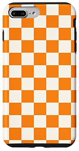 iPhone 7 Plus-8 Plus Retro Aesthetic Check Mod Tangerine Orange Checkered Pattern Case