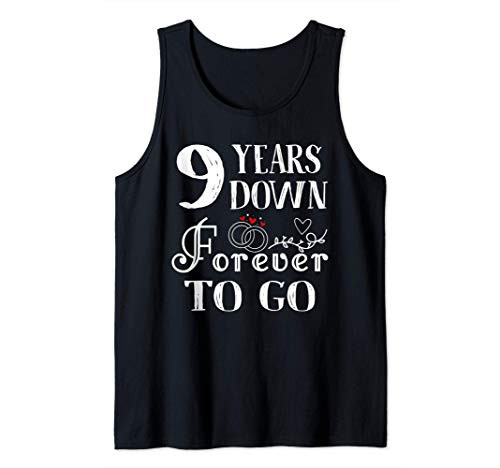 9 Years Down Forever to Go Couple 9th Wedding Anniversary Tank Top