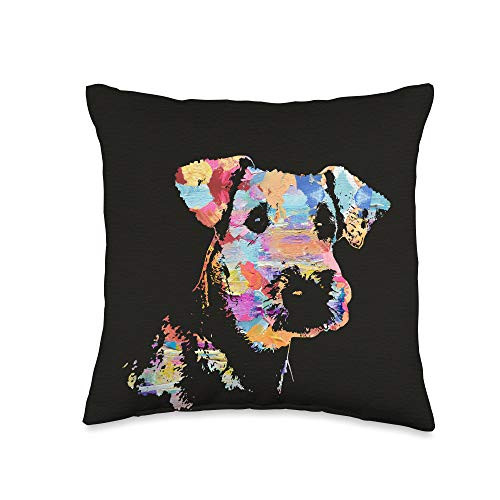 K9PrintArt GSD Pastel Paint Airedale Terrier Portrait Throw Pillow 16x16 Multicolor