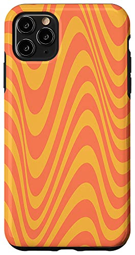 iPhone 11 Pro Max Retro Aesthetic Abstract Wavy Lines Pattern Orange Yellow Case
