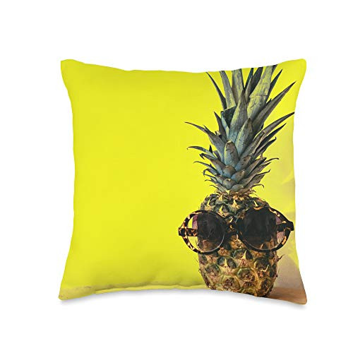 Home Sweet Home Designs Yellow Pineapple Throw Pillow 16x16 Multicolor