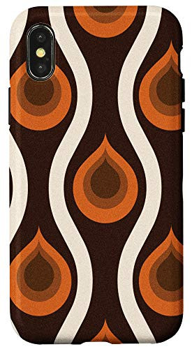iPhone X-XS Abstract Teardrop Retro 70s 60s Colors Brown Orange Cream Case