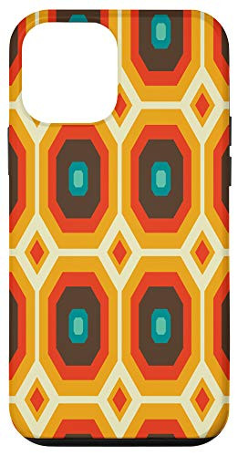 iPhone 12 mini Yellow Orange Brown Teal Mid Century Modern Pattern Vintage Case