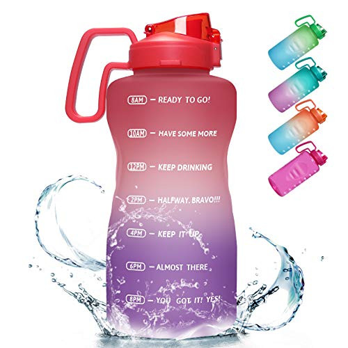 KEEPTO 64oz 128oz Water Bottle with Handle - Motivational Half Gallon-1 Gallon Water Bottle Leakproof BPA Free Tritan Water Jug with Time on It KEEPTO 64oz 128oz Water Bottle with Handle - Motivational Half Gallon-1 Gallon Water Bottle Leakproof BPA Free Tritan Water Jug with Time on It