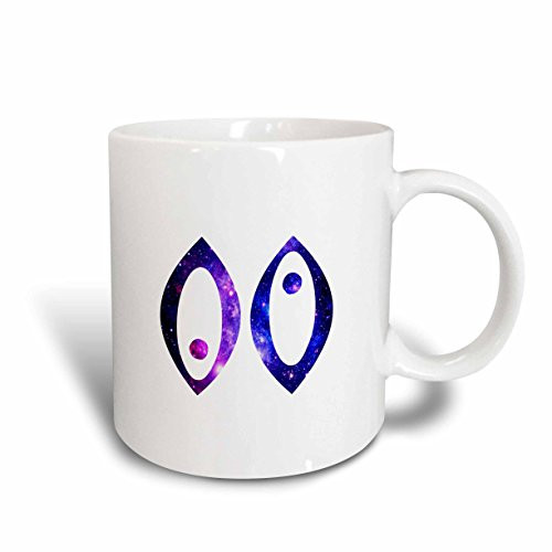 3dRose 202172_1 Pisces Glyph Star Sign On Space Background - Horoscope Symbol Mug 11oz Purple