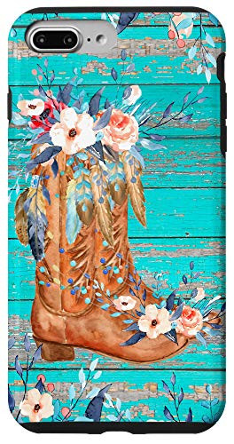 iPhone 7 Plus-8 Plus Floral Boho Cowboy Boots Cowgirl Country Music Rodeo Girl Case
